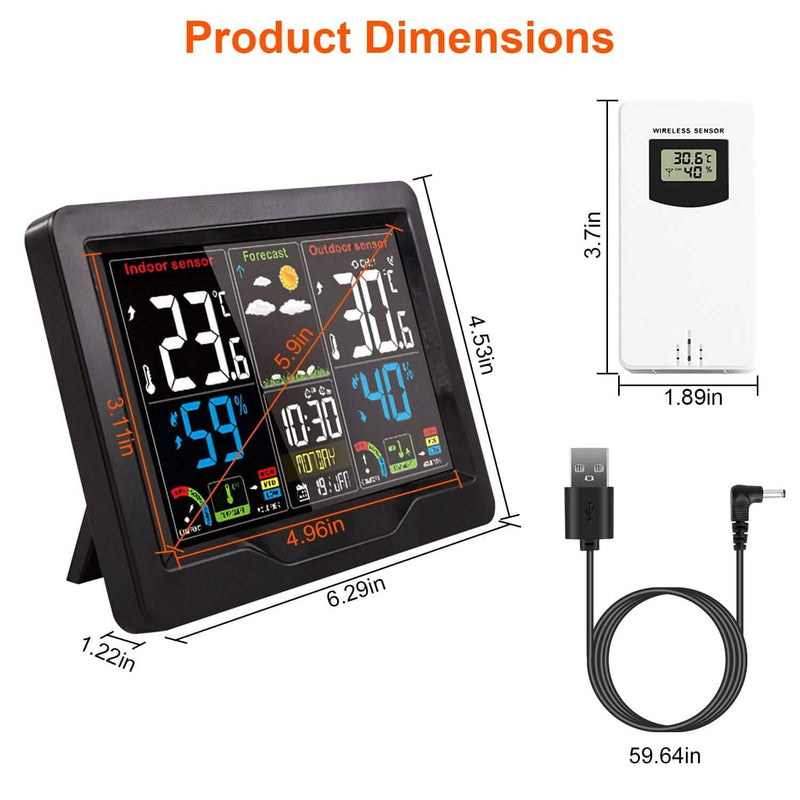 Indoor/Outdoor Thermometer Humidity Weather Forecast Temperature with Backlight Household Appliances - DailySale