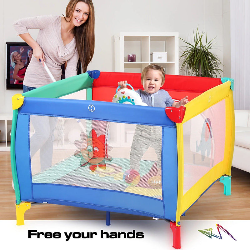 Infant Toddler Foldable Playpen Playard Mattress Safety Rail Fence Baby - DailySale