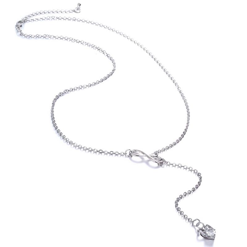 Infinity Heart Crystal Lariat Pendant Necklace Jewelry - DailySale