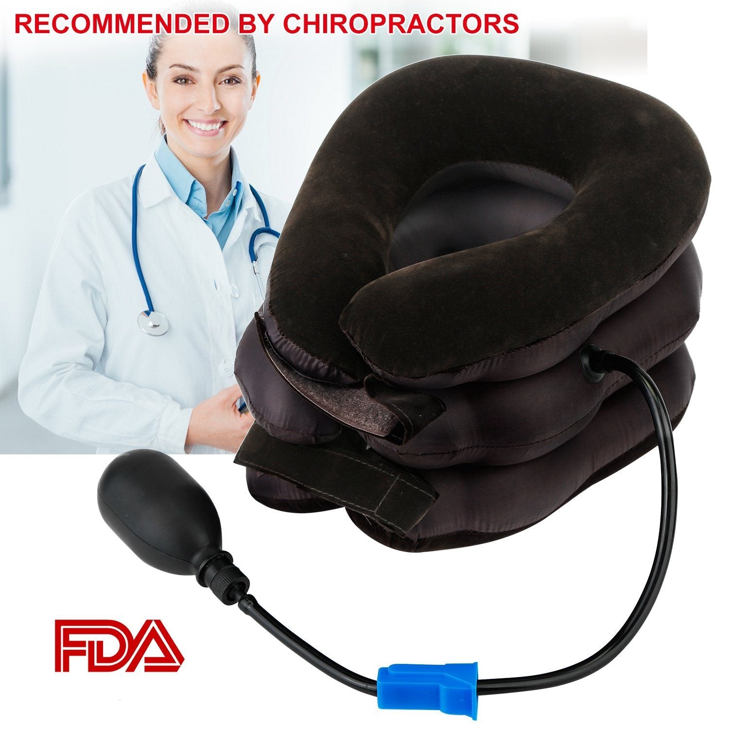 Inflatable Cervical Neck Traction Pillow Wellness - DailySale