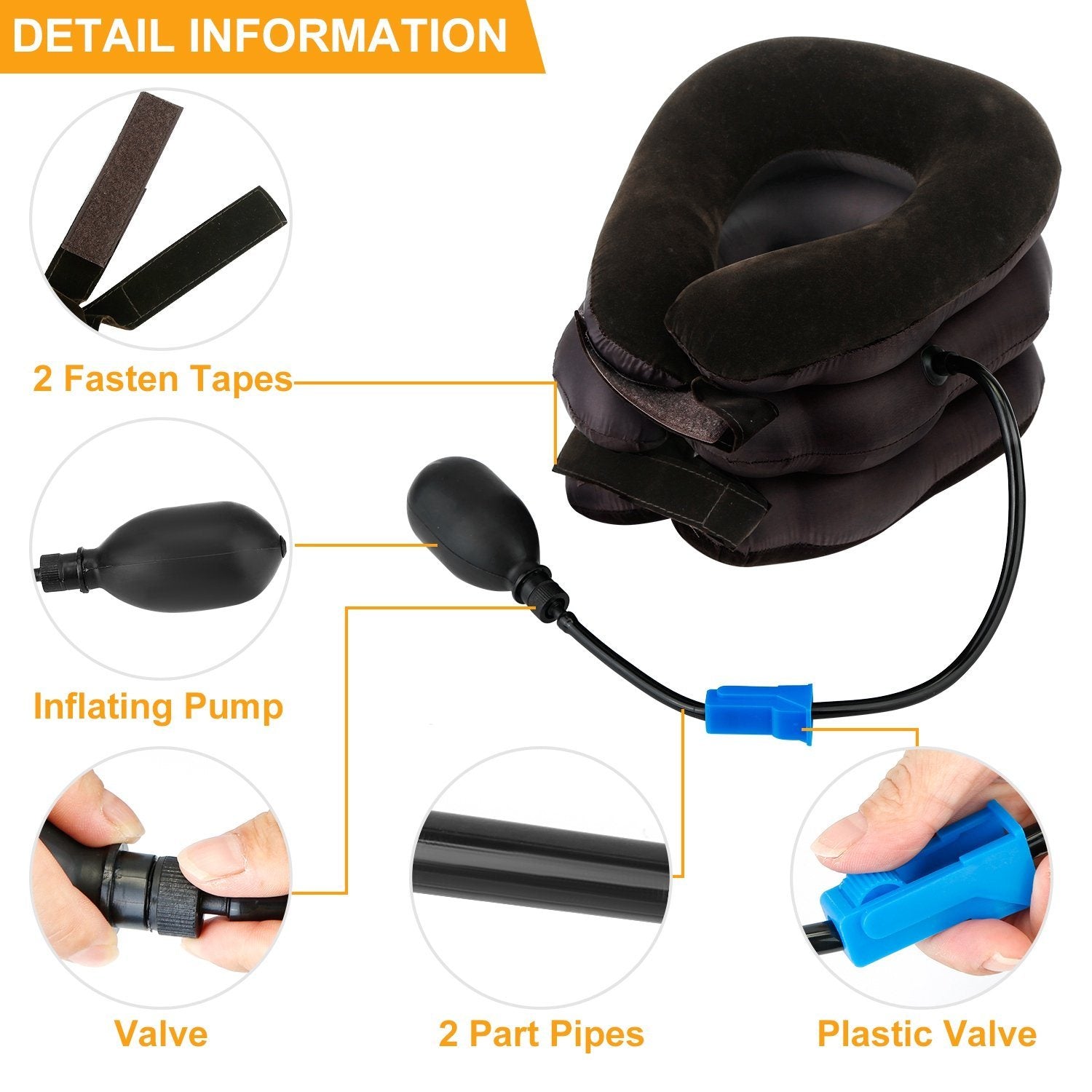 Inflatable Cervical Neck Traction Pillow Wellness - DailySale