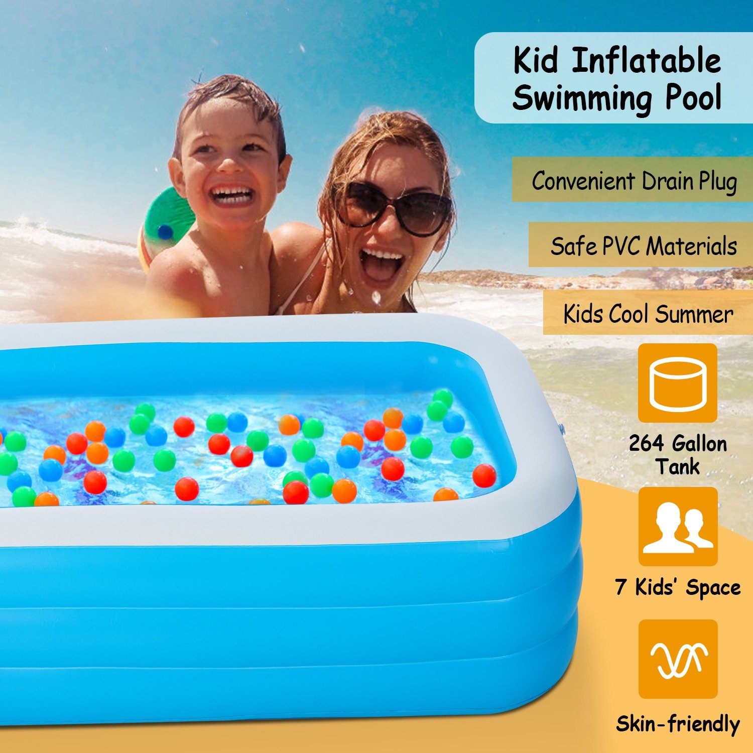 Inflatable Family Swimming Pool Sports & Outdoors - DailySale