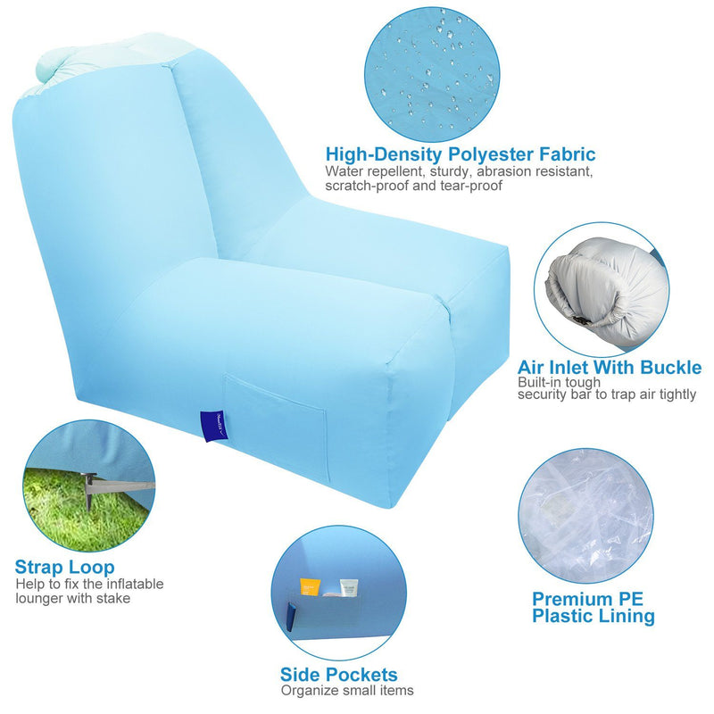 Inflatable Lounger Air Sofa Chair Couch with Portable Organizing Bag Sports & Outdoors - DailySale