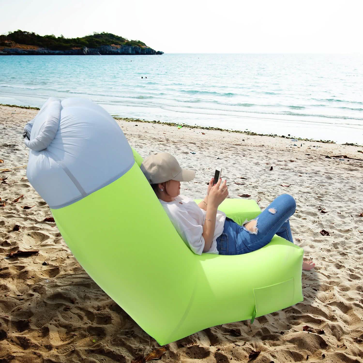Inflatable Lounger Air Sofa Chair Couch with Portable Organizing Bag Sports & Outdoors - DailySale