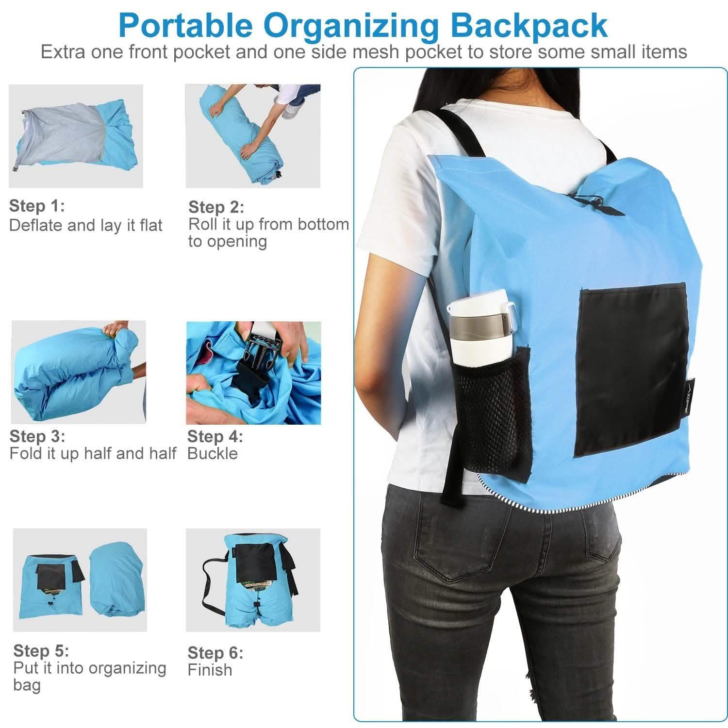 Inflatable Lounger Air Sofa Chair Couch with Portable Organizing Bag Sports & Outdoors - DailySale