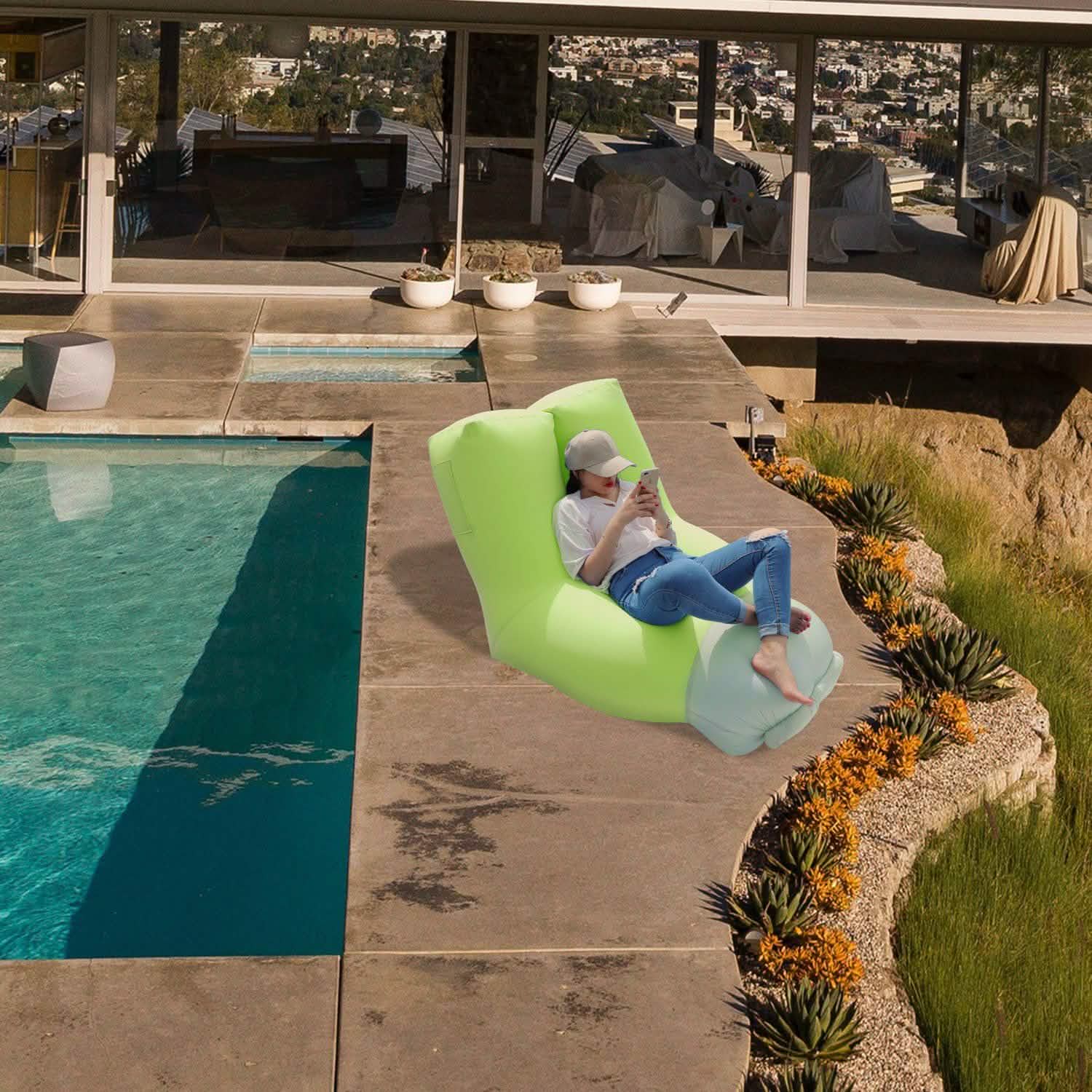 Inflatable Lounger Air Sofa Chair Couch with Portable Organizing Bag Sports & Outdoors - DailySale