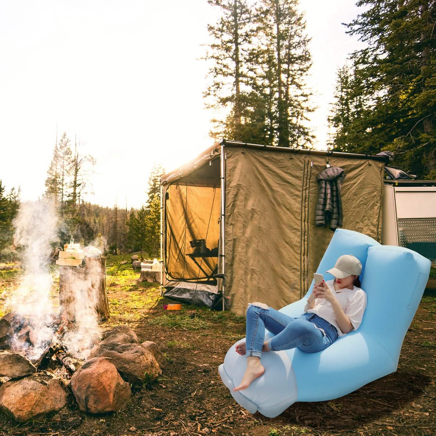 Inflatable Lounger Air Sofa Chair Couch with Portable Organizing Bag Sports & Outdoors - DailySale