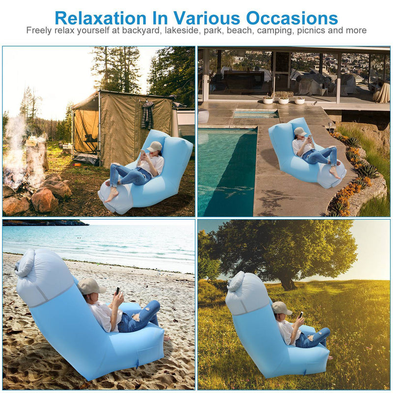 Inflatable Lounger Air Sofa Chair Couch with Portable Organizing Bag Sports & Outdoors - DailySale