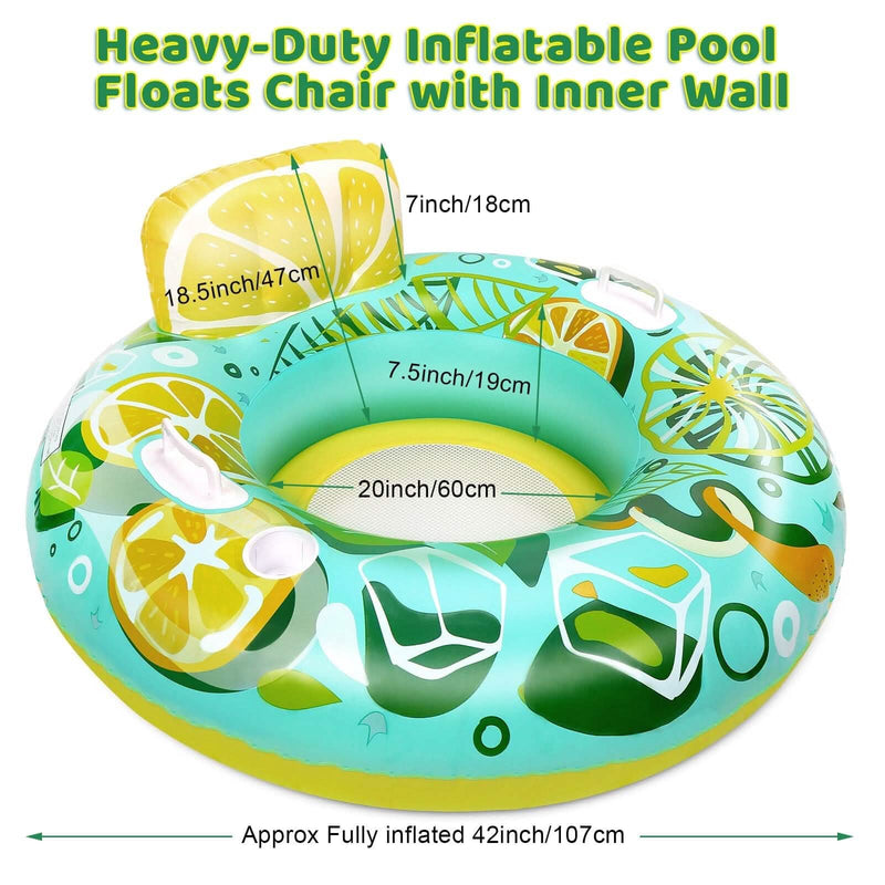 Inflatable Lounger Pool Float with Rubber Handle and Drink Holder Sports & Outdoors - DailySale