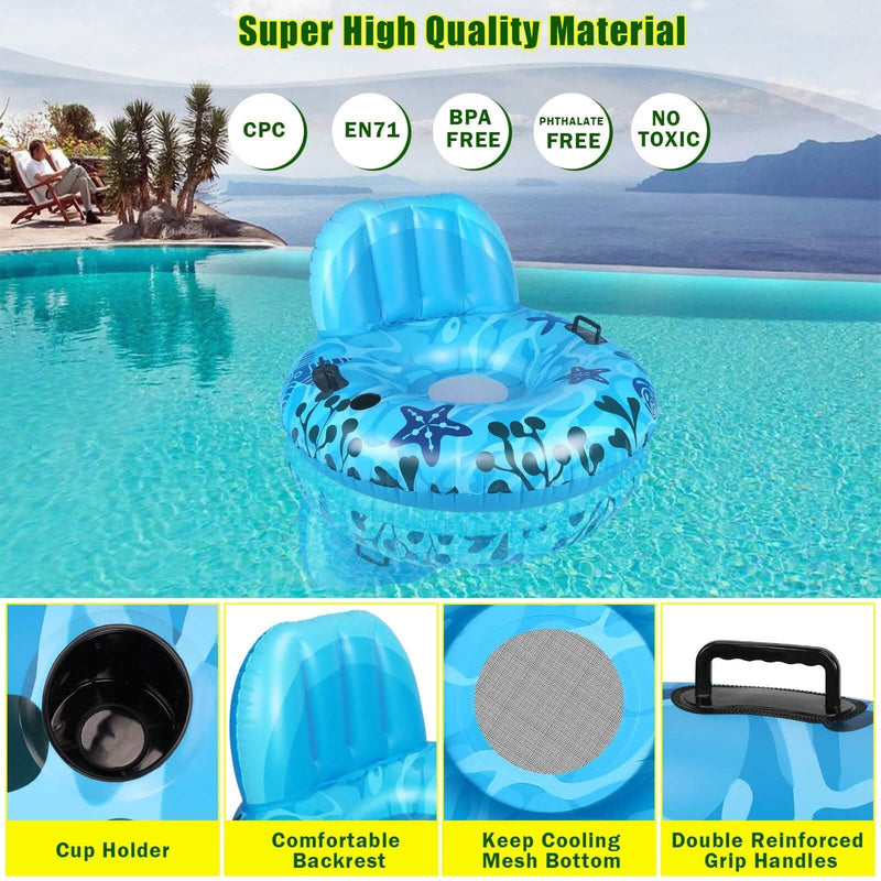 Inflatable Lounger Pool Float with Rubber Handle and Drink Holder Sports & Outdoors - DailySale