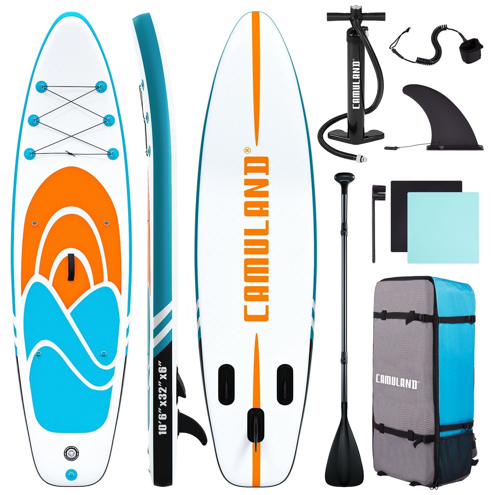 Inflatable Paddle Board Stand up Adults with Adjustable Paddle and Removable Fin Orange Sports & Outdoors - DailySale