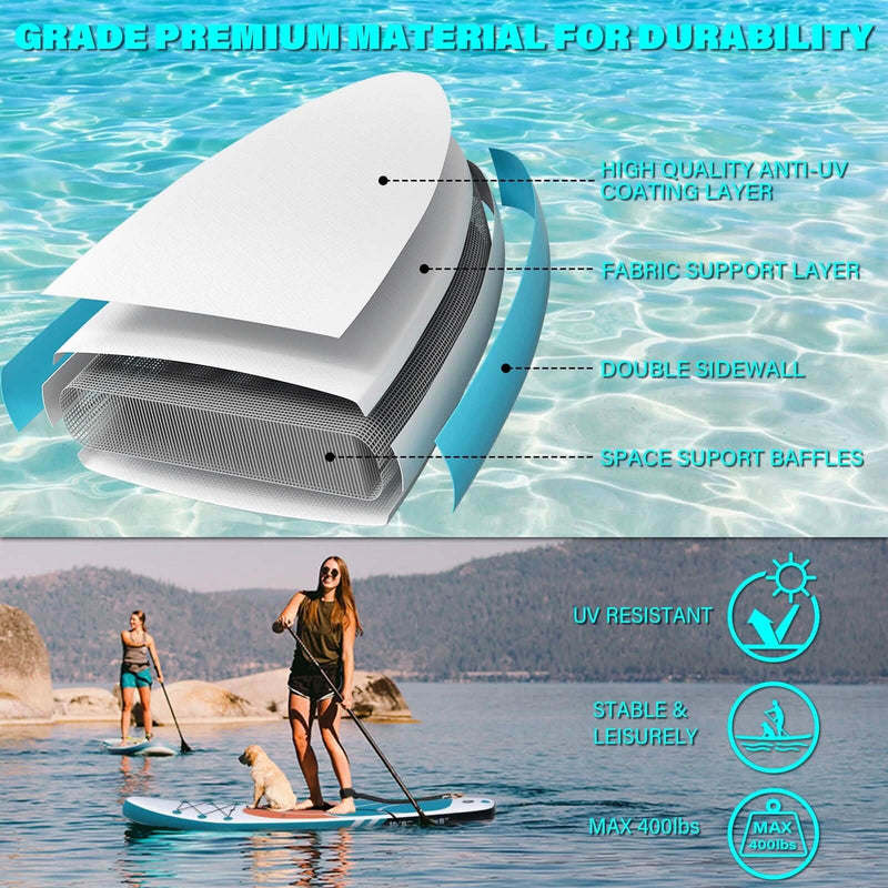 Inflatable Paddle Board Stand up Adults with Adjustable Paddle and Removable Fin Orange Sports & Outdoors - DailySale