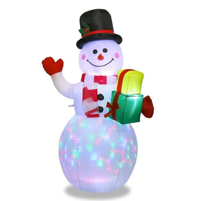 Inflatable Santa Claus and Snowman Night Light Figure Holiday Decor & Apparel Snowman - DailySale
