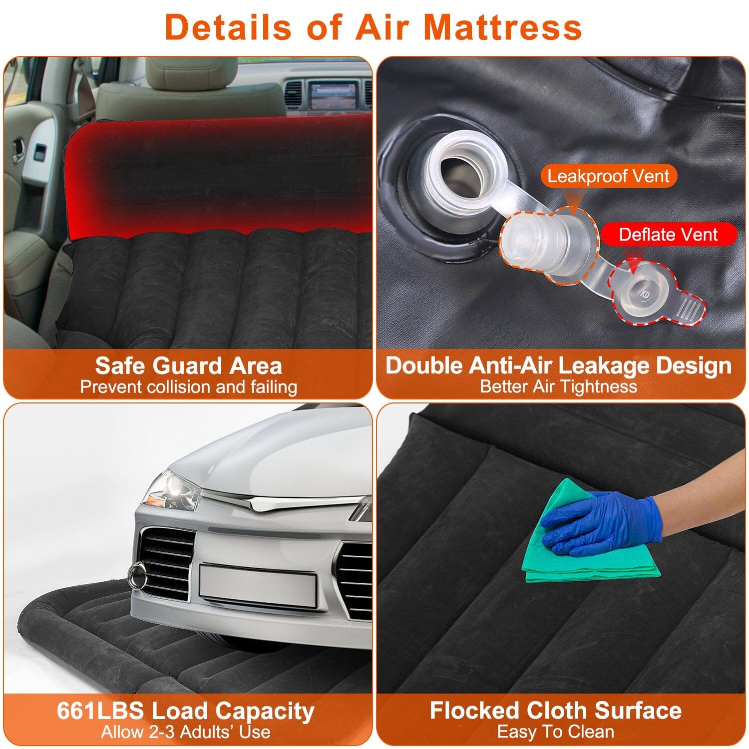 Inflatable SUV Air Mattress Thickened Camping Bed Cushion with Pillow Automotive - DailySale