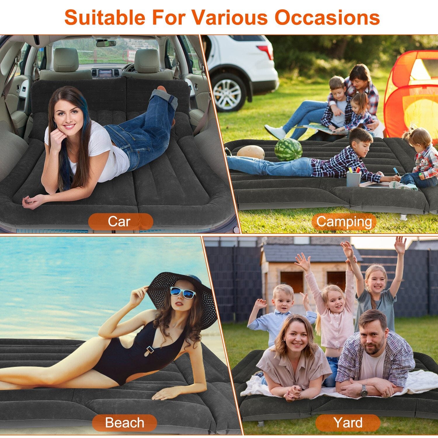 Inflatable SUV Air Mattress Thickened Camping Bed Cushion with Pillow Automotive - DailySale