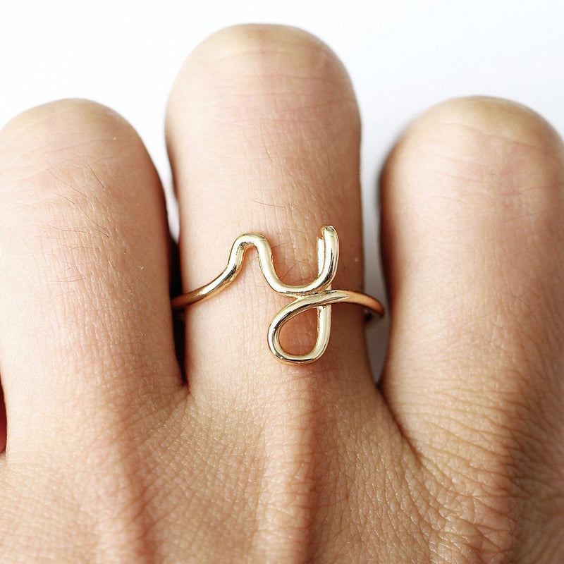 Initial Monogram Ring 18K Gold Plated A-Z Rings - DailySale
