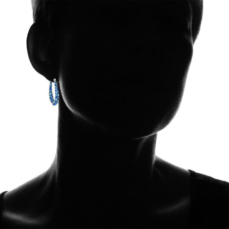 Inside Out Ocean Blue Hoop Earrings Jewelry - DailySale
