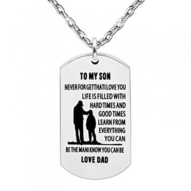 Inspirational Always Remember Son Pendant Necklace Dog Tag Jewelry - DailySale