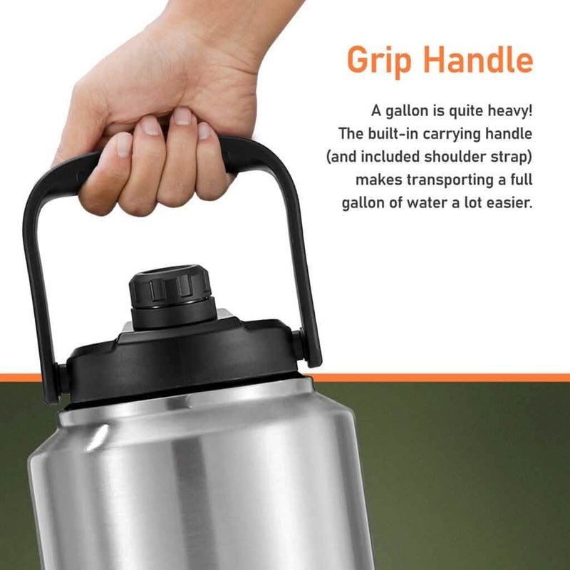 Insulated 1 Gallon Stainless Steel Wide Mouth Growler with Tactical Carrying Bag Sports & Outdoors - DailySale