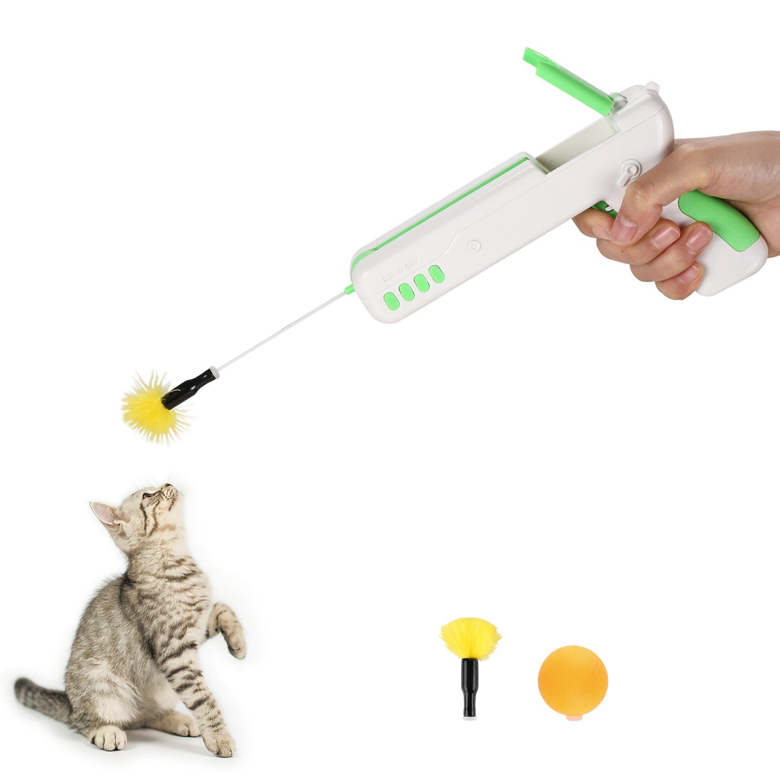 Interactive Cat Toy Gun Stick with Ball and Feather Pet Supplies - DailySale