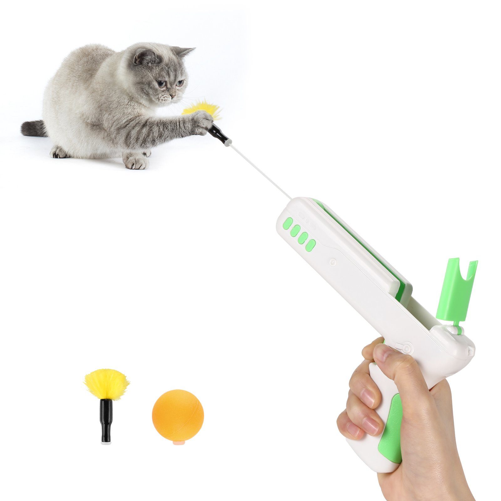 Interactive Cat Toy Gun Stick with Ball and Feather Pet Supplies - DailySale