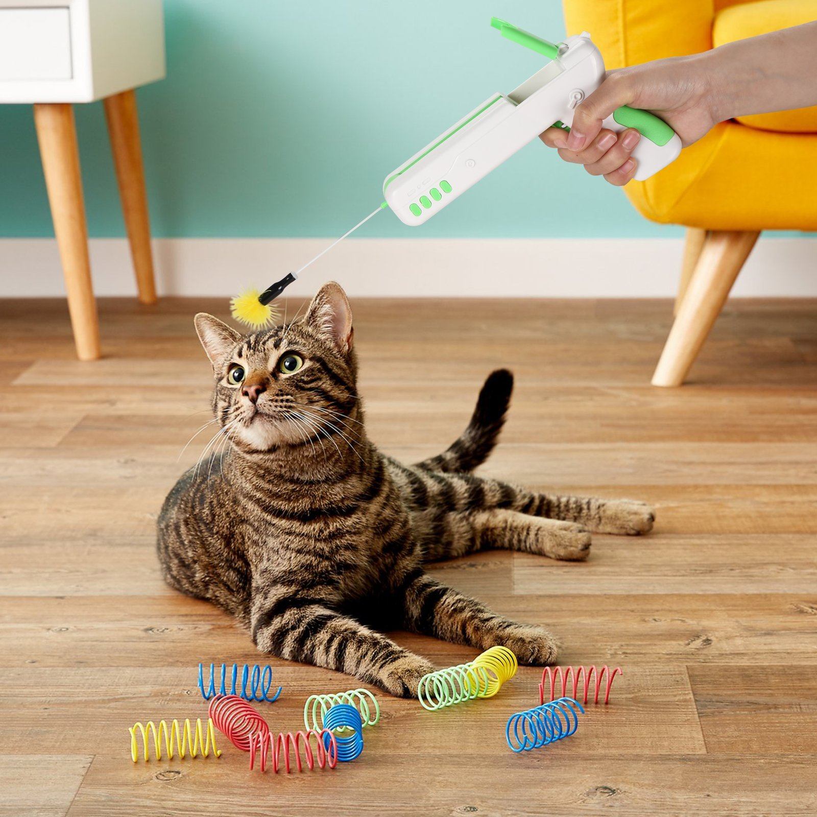 Interactive Cat Toy Gun Stick with Ball and Feather Pet Supplies - DailySale