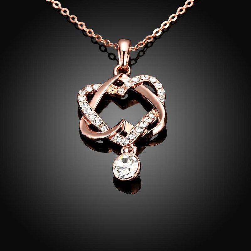 Intertwined Duo Hearts Swarovski Elements Necklace in 14K Gold Necklaces - DailySale