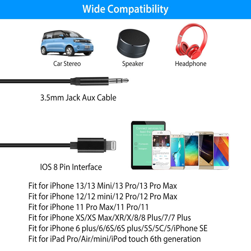 2 in 1 Charging Audio Cable Compatible with iPhone 7 8 X XS XR, Works with  Car Stereo Speaker Headphone Car Charger and Phone to 3.5mm Stereo Aux