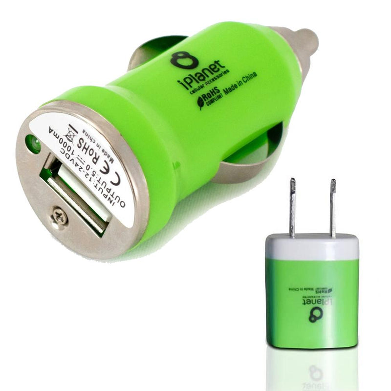 iPlanet 5V USB Car Charger and Wall Charger Combo Mobile Accessories Green - DailySale
