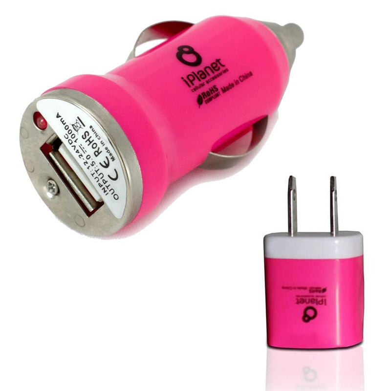 iPlanet 5V USB Car Charger and Wall Charger Combo Mobile Accessories Pink - DailySale