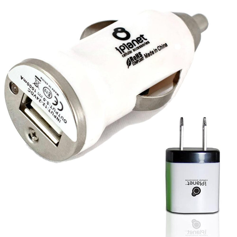 iPlanet 5V USB Car Charger and Wall Charger Combo Mobile Accessories White - DailySale