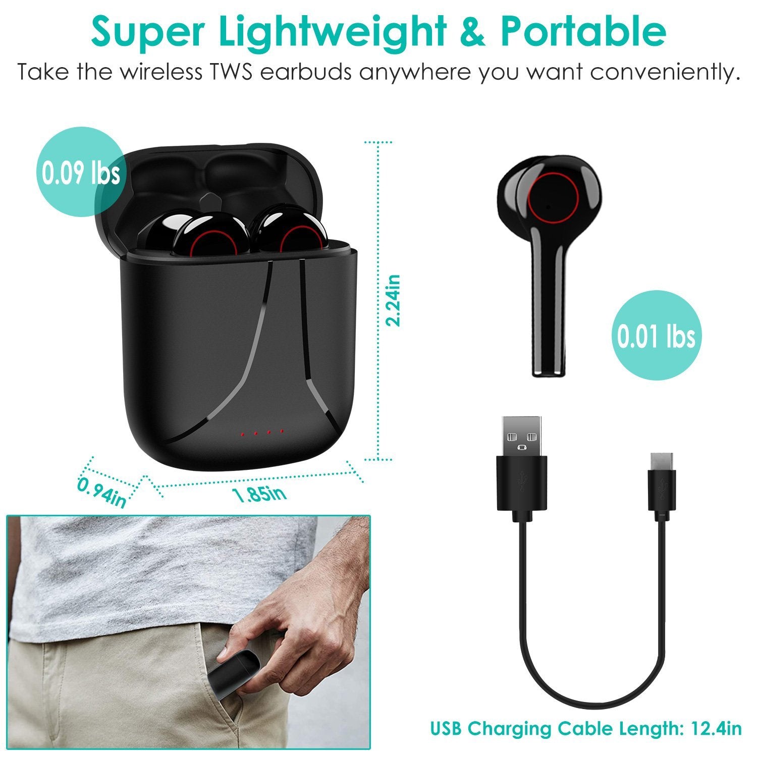 IPX5 Waterproof Wireless 5.0 TWS Earbuds Wireless Headset with Mic Headphones & Audio - DailySale