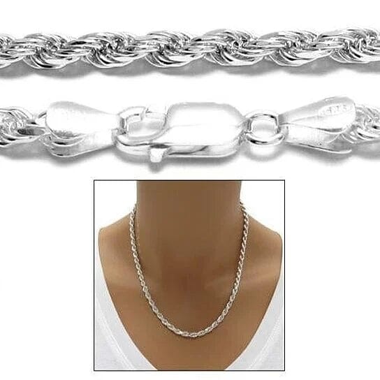 Italian 925 Silver Filled High Polish Finsh Rope Chain Necklaces - DailySale