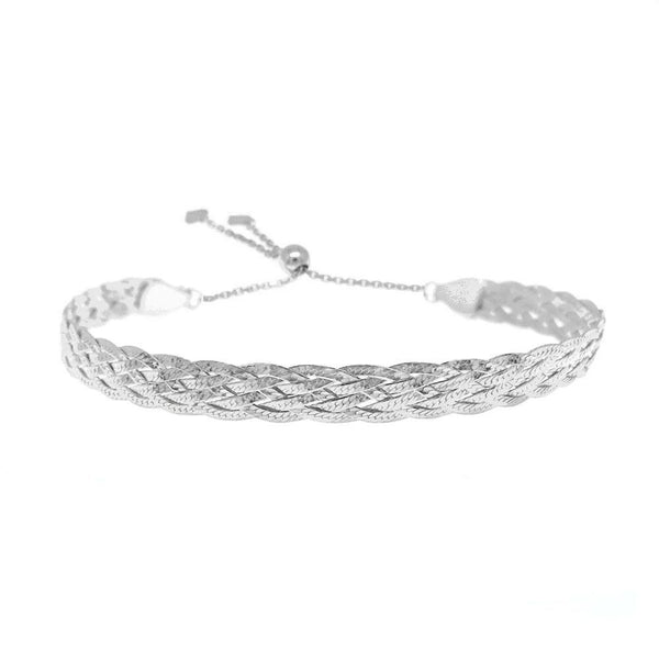 Italian Made Sterling Silver Braided Herringbone Bracelet by Verona Jewelry - DailySale