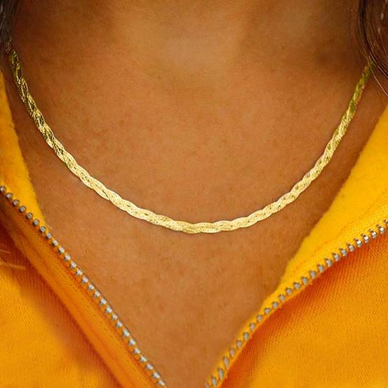 Italian Sterling Silver Braided Herringbone Necklace by Verona Necklaces Gold - DailySale
