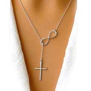 Italian Sterling Silver Infinity Cross Lariat Necklace Jewelry - DailySale