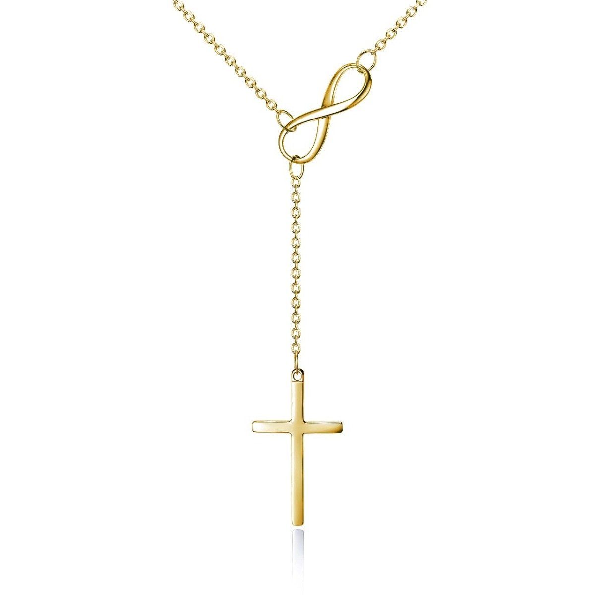 Italian Sterling Silver Infinity Cross Lariat Necklace Jewelry Gold - DailySale