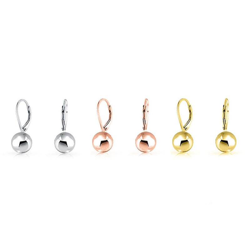 Italian Sterling Silver Leverback Ball Earrings Jewelry - DailySale