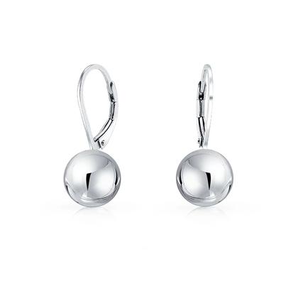 Italian Sterling Silver Leverback Ball Earrings Jewelry Silver - DailySale