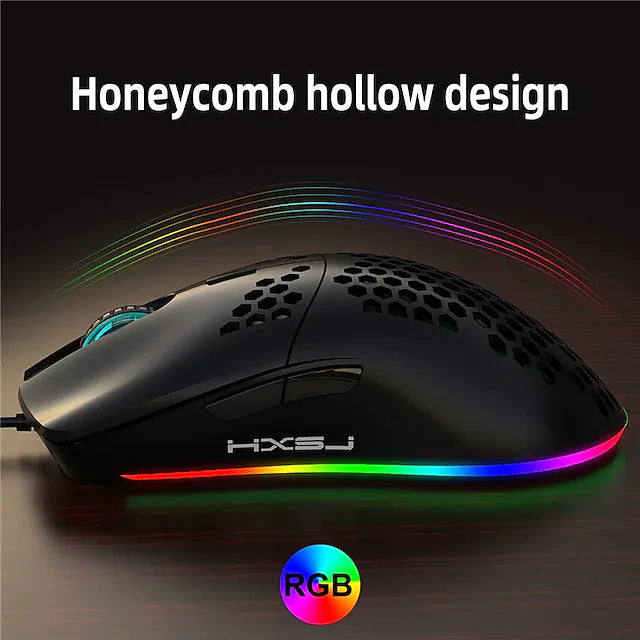 J900 Honeycomb Hollow Wired Gaming Mouse Computer Accessories - DailySale