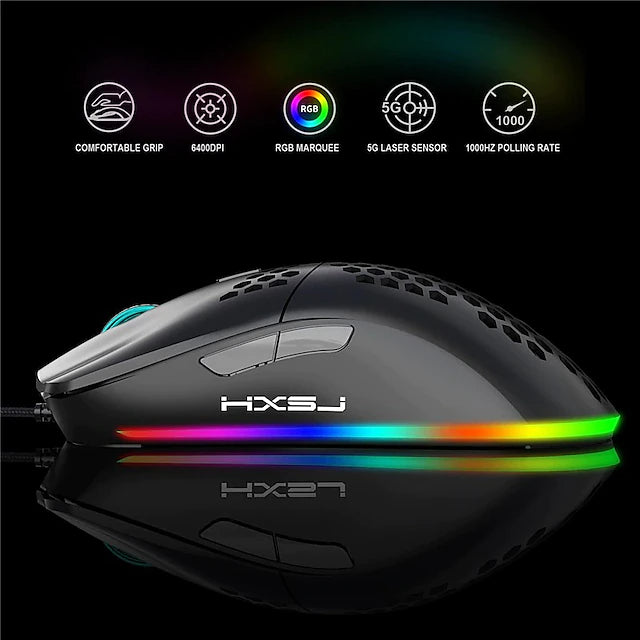 J900 Honeycomb Hollow Wired Gaming Mouse Computer Accessories - DailySale