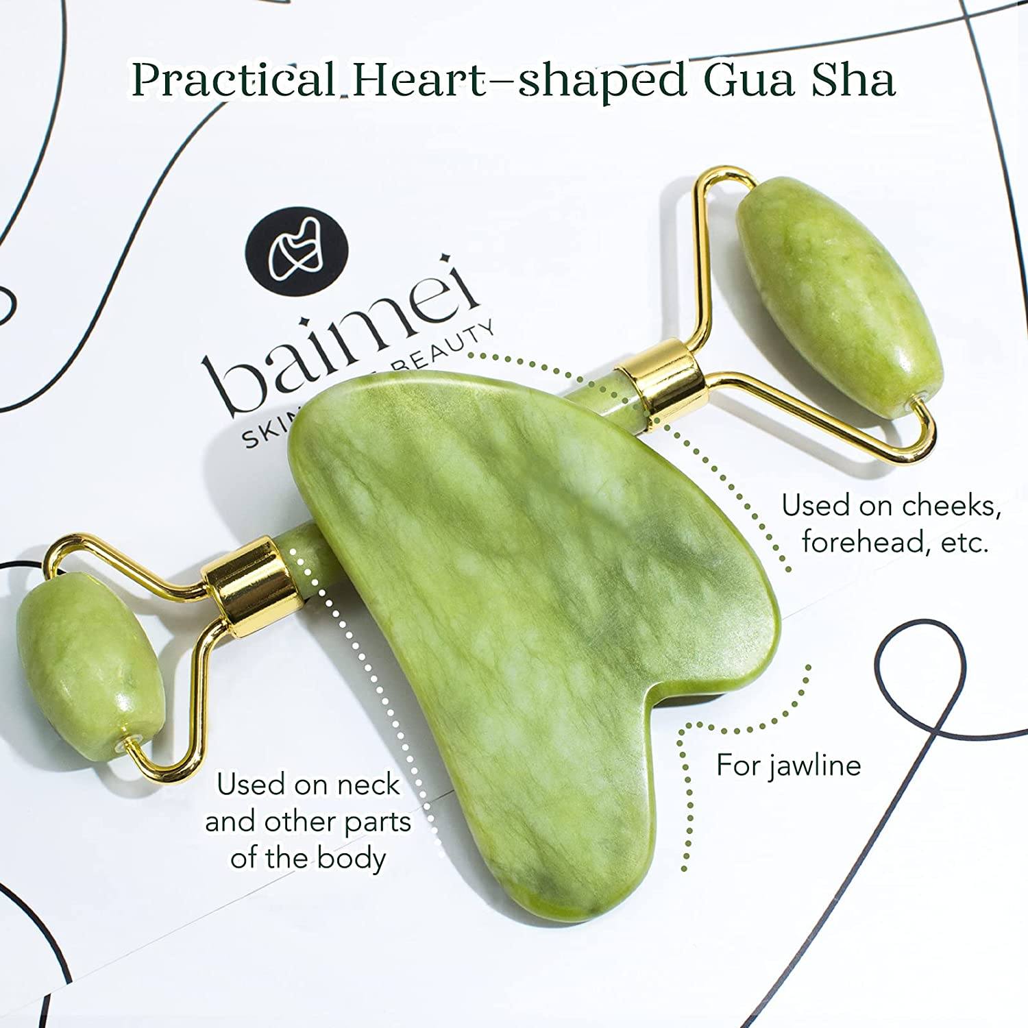 Jade Roller & Gua Sha Set Facial Beauty Tools Face Roller Skin Massager Beauty & Personal Care - DailySale