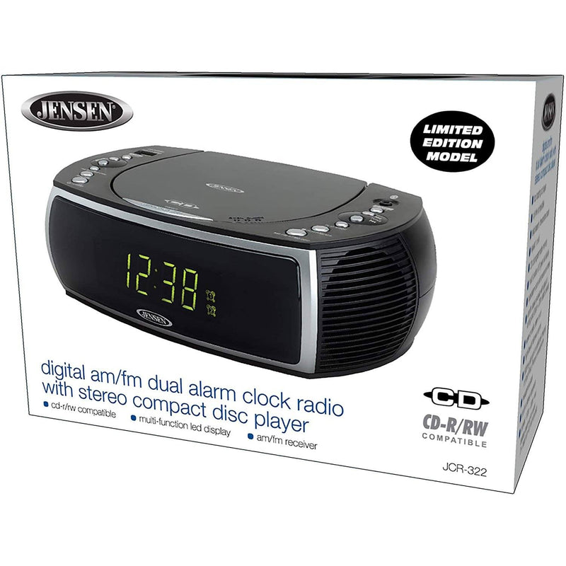 Jensen Modern Home CD Tabletop Stereo Clock Digital AM/FM Radio CD Player Headphones & Audio - DailySale