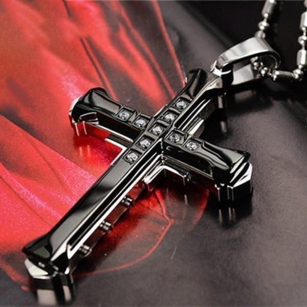 Jesus Cross Pendant Necklace Jewelry Necklaces Black - DailySale