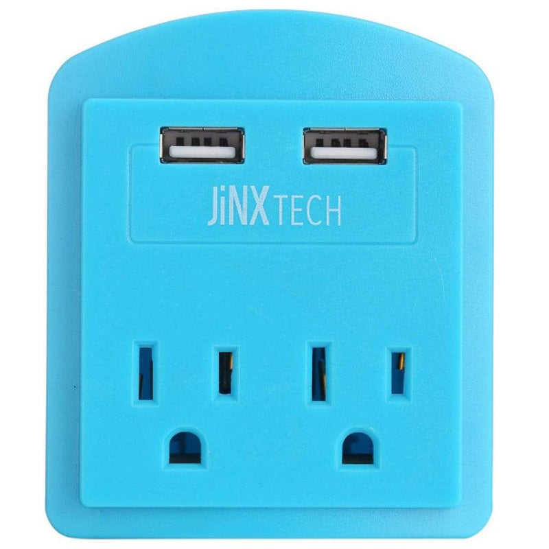JinxTech 2-Outlet Wall Tap with Dual USB Gadgets & Accessories Blue 1 Pack - DailySale
