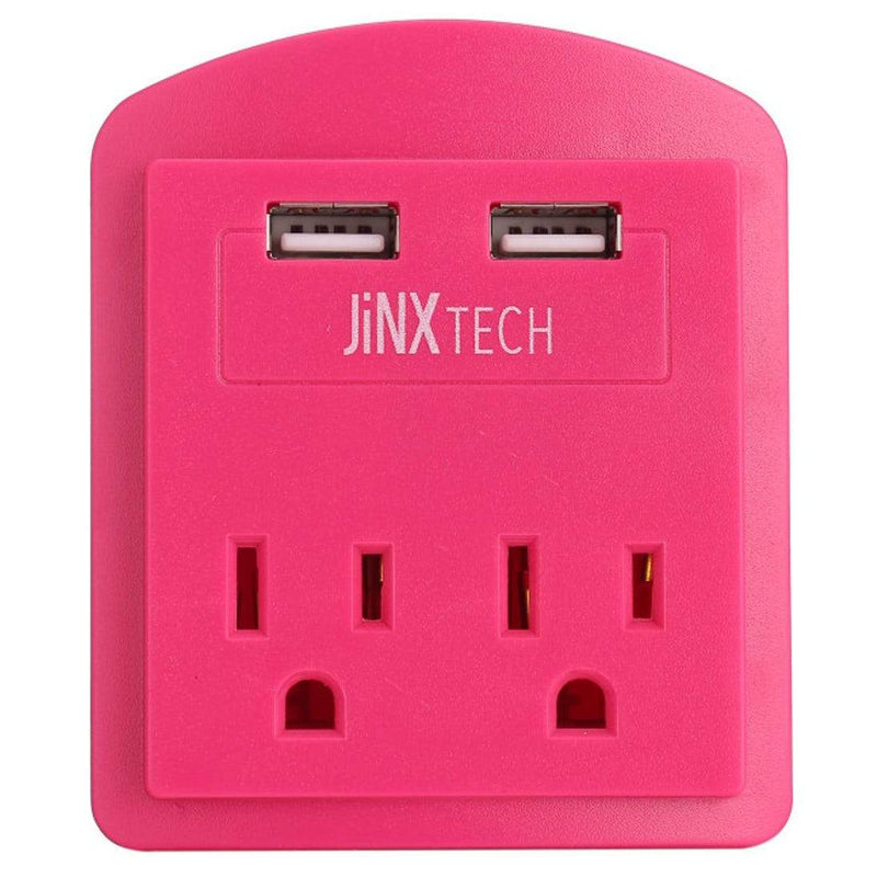 JinxTech 2-Outlet Wall Tap with Dual USB Gadgets & Accessories Pink 1 Pack - DailySale