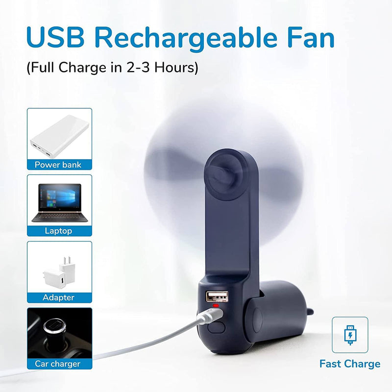 JISULIFE 3-in-1 Portable Small Pocket Fan with Power Bank