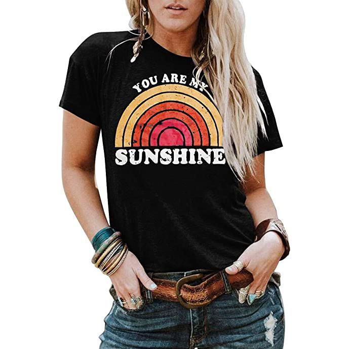 Kaislandy Wome'ns You are My Sunshine T Shirt Women's Clothing Black S - DailySale