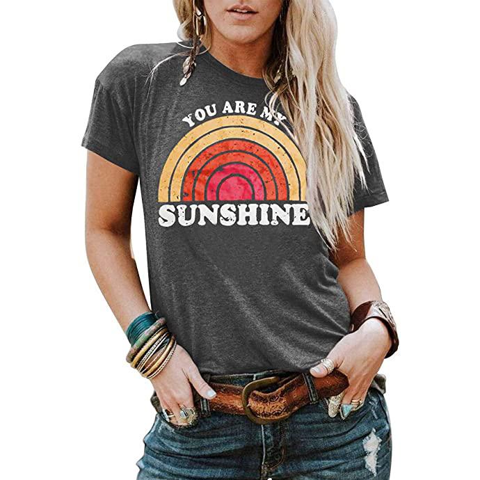 Kaislandy Wome'ns You are My Sunshine T Shirt Women's Clothing Gray S - DailySale