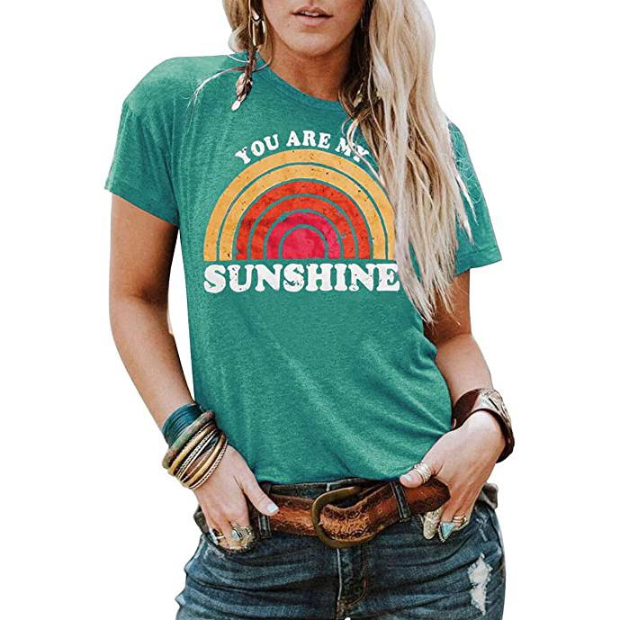 Kaislandy Wome'ns You are My Sunshine T Shirt Women's Clothing Green S - DailySale